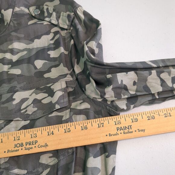 Beach Lunch Lounge Shirt Cargo Utility Camo Zip Button Drawstring Lightweight e - Picture 6 of 6
